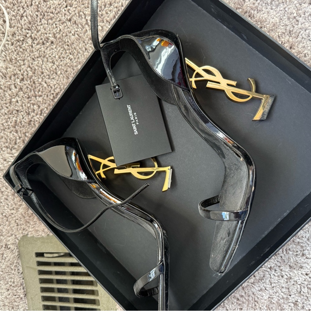 Saint Laurent Black and Gold Heels